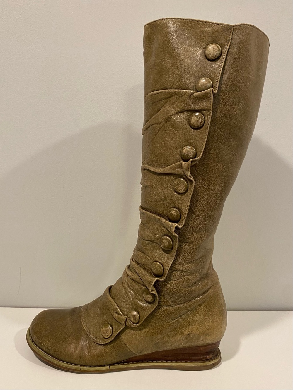 Rare Olive Miz Mooz “Bloom” Tall Leather Button Boots - Picture 4 of 15